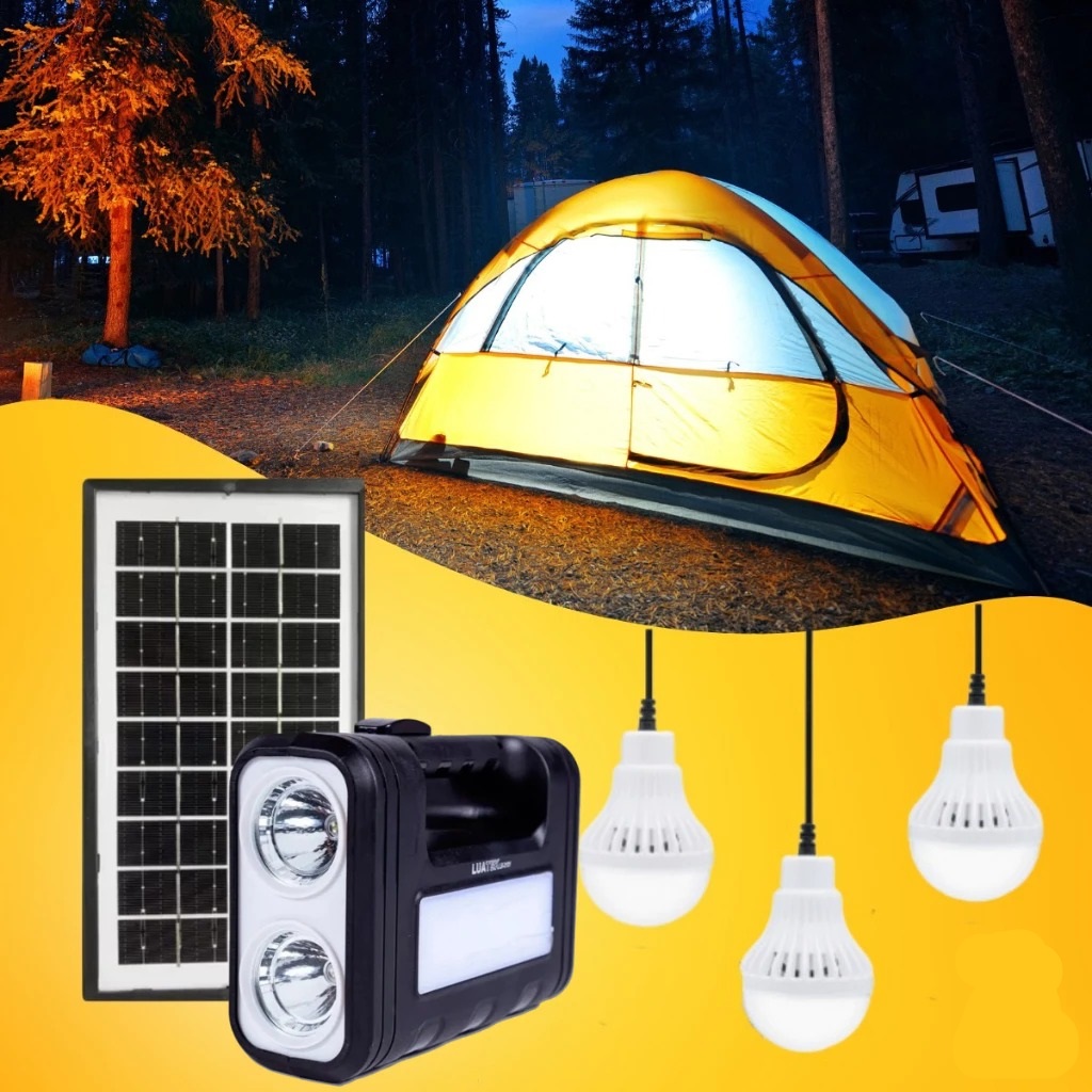 kit Sistema de Luz Solar Farolete lanterna recarregavel lk-3101 Acompanha 3 lâmpadas LED