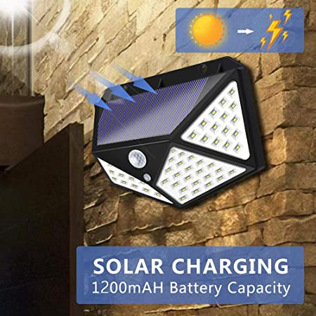 Luminária Solar 100 Led Com Sensor de Presença Jardim Resistente a Chuva