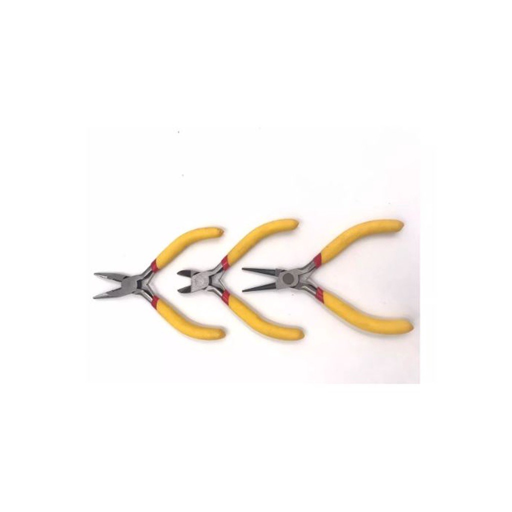 Kit 3 Mini Alicates LE-1936 Aço Carbono e Cabo Emborrachado