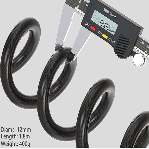 Trava Cabo De Aço Cadeado Segurança Bike Moto Com Chave Espiral Anti-Roubo 80 cm Com suporte