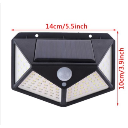 Luminária Solar 100 Led Com Sensor de Presença Jardim Resistente a Chuva