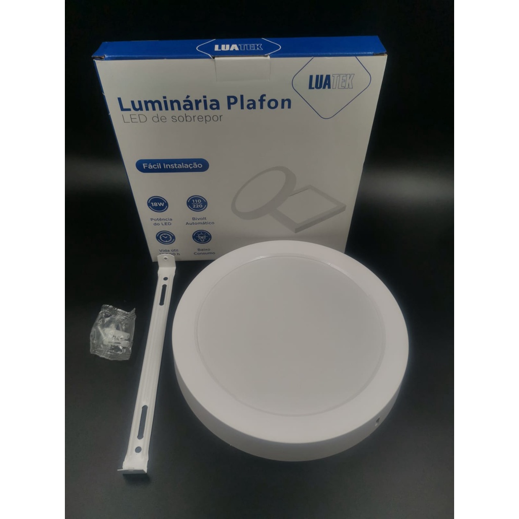 Luminária Painel Plafon Led 18W Redondo Sobrepor 6500K