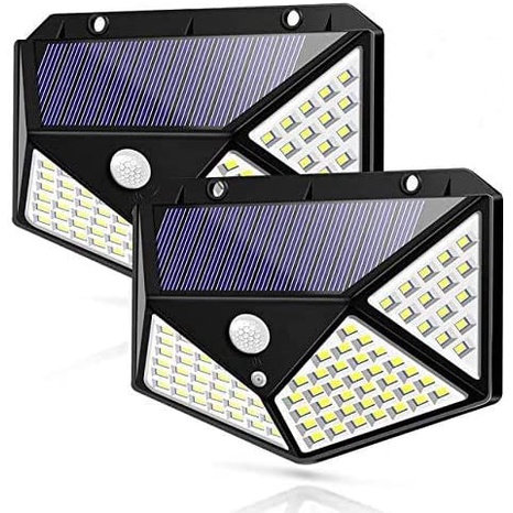Luminária Solar 100 Led Com Sensor de Presença Jardim Resistente a Chuva