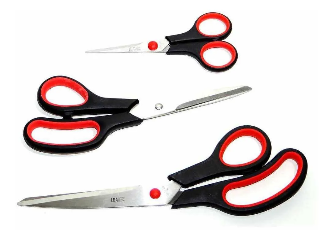 Kit 3 Tesouras Multiuso Multi Funções Cabelo Papel Plástico Borracha Eva, costura e utilidades cozinha Tesoura