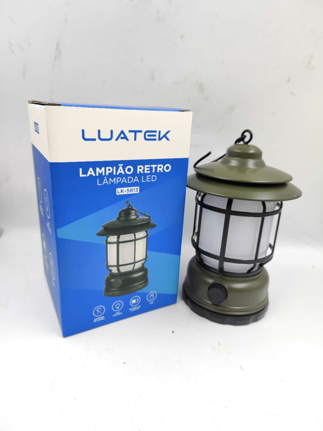 Lampião Portátil Retrô Led Usb Recarregável Festas Jardim Cor Vermelho