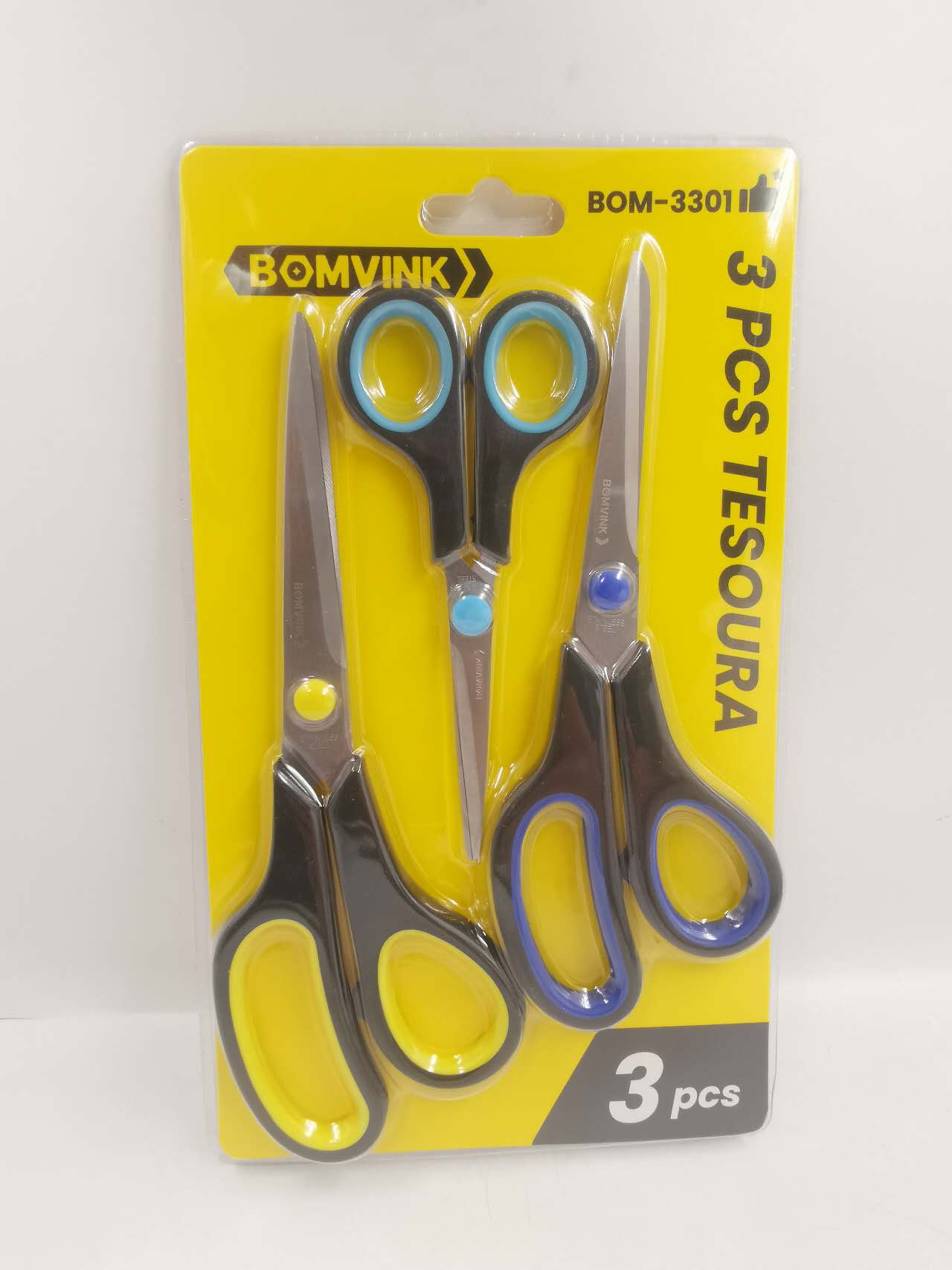 Kit 3 Tesouras Multiuso Multi Funções Cabelo Papel Plástico Borracha Eva, costura e utilidades cozinha Tesoura