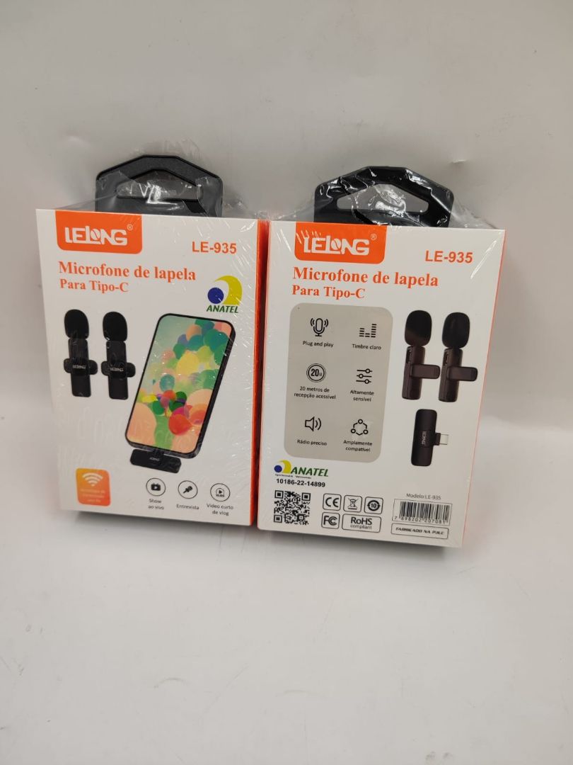 Microfone de lapela conector type-c 2*microfones0